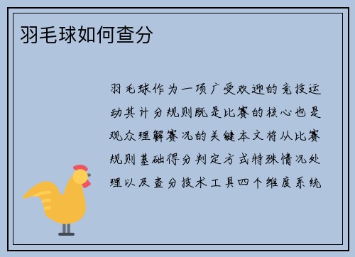 羽毛球如何查分