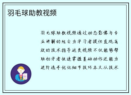 羽毛球助教视频